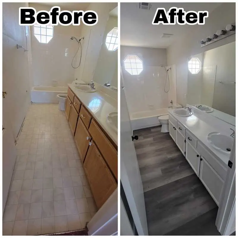 Before and after of antoher bathroom renovation project by I AM MAINTENANCE, LLC