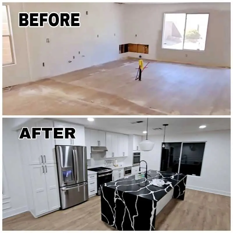 Before and after kitchen renovation project by I AM MAINTENANCE, LLC